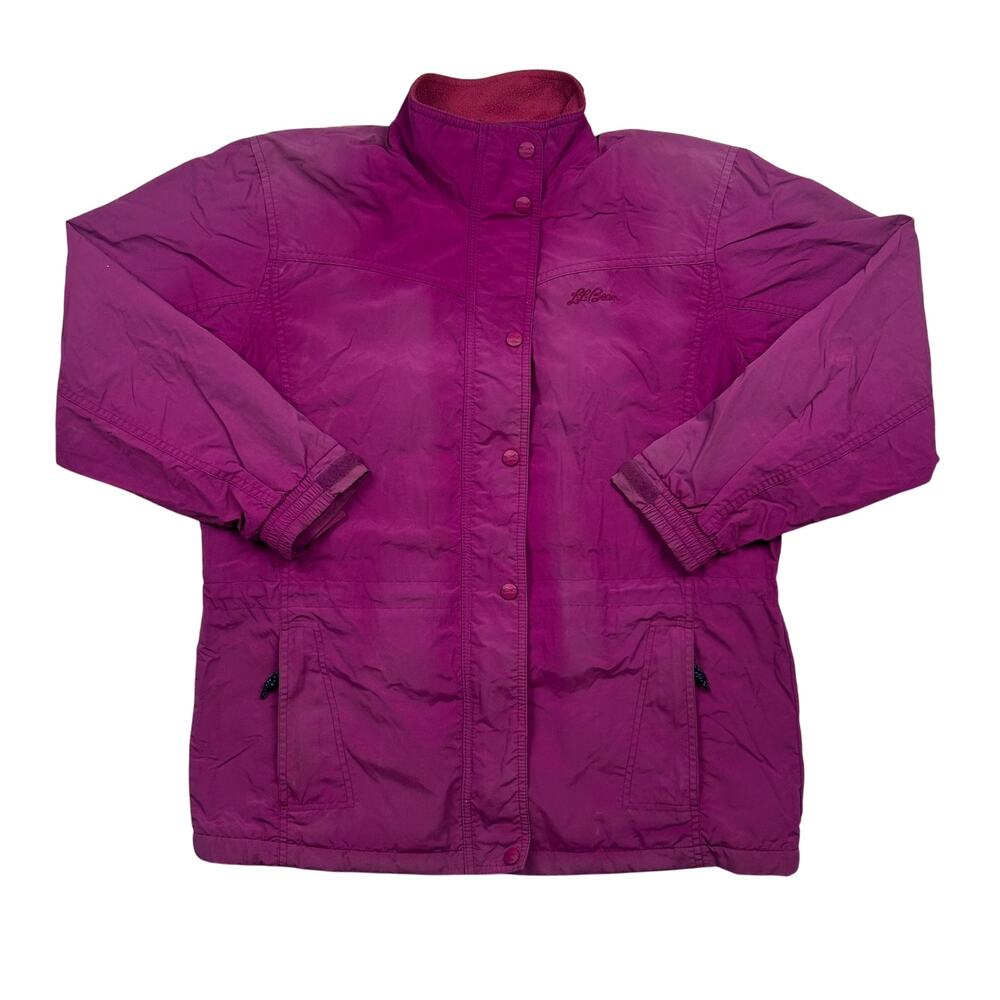 Vintage 90s L.L. Bean Jacket Womens Small Purple Fleece Lined Made USA
